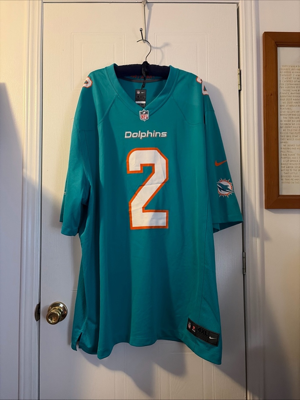 Nike Miami Dolphins Edmonds #2 Teal Jersey NFL On Field Men's 4XL EUC